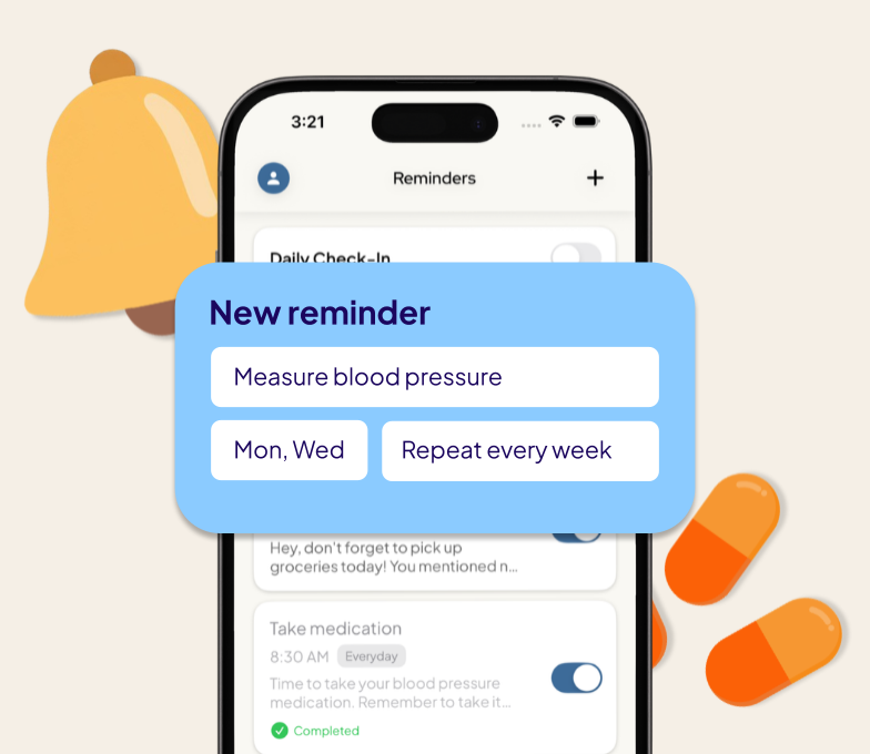 Medication reminders app screen